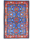 Revival 2'8'' X 4'1'' Hand-Knotted Wool Rug 2'8'' x 4'1'' (80 X 123) / Blue / Red