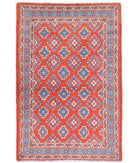 Revival 3'3'' X 5'6'' Hand-Knotted Wool Rug 3'3'' x 5'6'' (98 X 165) / Rust / Purple