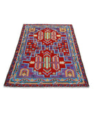 Revival 3'3'' X 4'11'' Hand-Knotted Wool Rug 3'3'' x 4'11'' (98 X 148) / Purple / Red