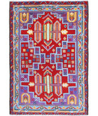 Revival 3'3'' X 4'11'' Hand-Knotted Wool Rug 3'3'' x 4'11'' (98 X 148) / Purple / Red