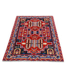 Revival 3'3'' X 4'11'' Hand-Knotted Wool Rug 3'3'' x 4'11'' (98 X 148) / Black / Red