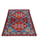 Revival 3'3'' X 4'11'' Hand-Knotted Wool Rug 3'3'' x 4'11'' (98 X 148) / Blue / Red