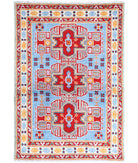 Revival 3'5'' X 4'11'' Hand-Knotted Wool Rug 3'5'' x 4'11'' (103 X 148) / Blue / Ivory