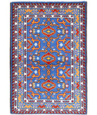 Revival 3'4'' X 4'11'' Hand-Knotted Wool Rug 3'4'' x 4'11'' (100 X 148) / Blue / Red