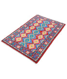 Revival 3'2'' X 4'10'' Hand-Knotted Wool Rug 3'2'' x 4'10'' (95 X 145) / Red / Blue