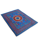 Revival 3'6'' X 4'10'' Hand-Knotted Wool Rug 3'6'' x 4'10'' (105 X 145) / Blue / Red