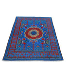 Revival 3'6'' X 4'10'' Hand-Knotted Wool Rug 3'6'' x 4'10'' (105 X 145) / Blue / Red