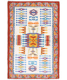 Revival 3'2'' X 4'10'' Hand-Knotted Wool Rug 3'2'' x 4'10'' (95 X 145) / Ivory / Red