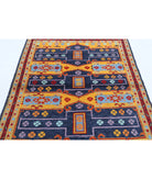 Revival 4'4'' X 5'10'' Hand-Knotted Wool Rug 4'4'' x 5'10'' (130 X 175) / Blue / Red