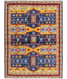 Revival 4'4'' X 5'10'' Hand-Knotted Wool Rug 4'4'' x 5'10'' (130 X 175) / Blue / Red