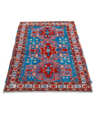 Revival 3'7'' X 5'1'' Hand-Knotted Wool Rug 3'7'' x 5'1'' (108 X 153) / Teal / Ivory