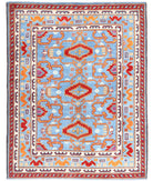 Revival 5'1'' X 6'6'' Hand-Knotted Wool Rug 5'1'' x 6'6'' (153 X 195) / Blue / Red