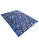 Revival 5'7'' X 7'7'' Hand-Knotted Wool Rug 5'7'' x 7'7'' (168 X 228) / Blue / Red