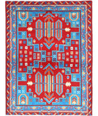 Revival 5'0'' X 6'9'' Hand-Knotted Wool Rug 5'0'' x 6'9'' (150 X 203) / Red / Blue