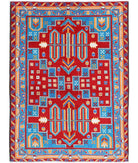 Revival 5'7'' X 7'7'' Hand-Knotted Wool Rug 5'7'' x 7'7'' (168 X 228) / Red / Blue