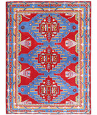 Revival 5'6'' X 7'11'' Hand-Knotted Wool Rug 5'6'' x 7'11'' (165 X 238) / Red / Blue