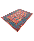 Revival 5'7'' X 7'9'' Hand-Knotted Wool Rug 5'7'' x 7'9'' (168 X 233) / Orange / Blue