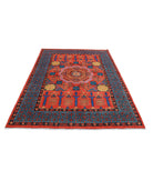 Revival 5'7'' X 7'9'' Hand-Knotted Wool Rug 5'7'' x 7'9'' (168 X 233) / Orange / Blue