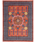 Revival 5'7'' X 7'9'' Hand-Knotted Wool Rug 5'7'' x 7'9'' (168 X 233) / Orange / Blue