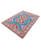 Revival 4'8'' X 6'8'' Hand-Knotted Wool Rug 4'8'' x 6'8'' (140 X 200) / Blue / Red