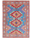 Revival 4'8'' X 6'8'' Hand-Knotted Wool Rug 4'8'' x 6'8'' (140 X 200) / Blue / Red