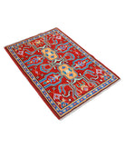 Revival 2'8'' X 3'11'' Hand-Knotted Wool Rug 2'8'' x 3'11'' (80 X 118) / Red / Blue