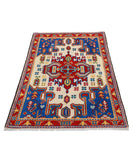 Revival 3'2'' X 4'10'' Hand-Knotted Wool Rug 3'2'' x 4'10'' (95 X 145) / Ivory / Red