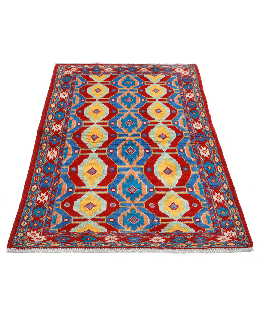 Revival 3'2'' X 5'0'' Hand-Knotted Wool Rug 3'2'' x 5'0'' (95 X 150) / Red / Blue