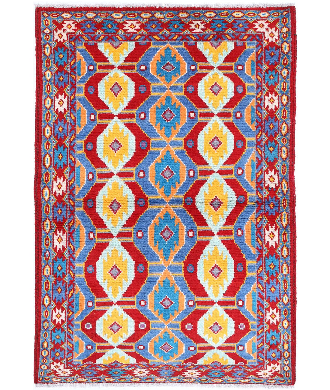 Revival 3'2'' X 5'0'' Hand-Knotted Wool Rug 3'2'' x 5'0'' (95 X 150) / Red / Blue