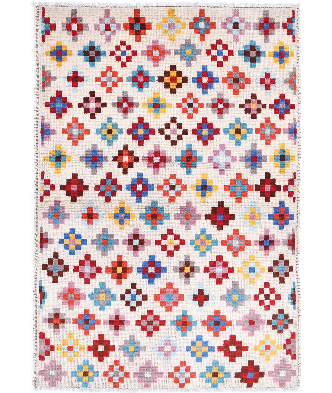 Revival 3'3'' X 4'9'' Hand-Knotted Wool Rug 3'3'' x 4'9'' (98 X 143) / Ivory / Multi