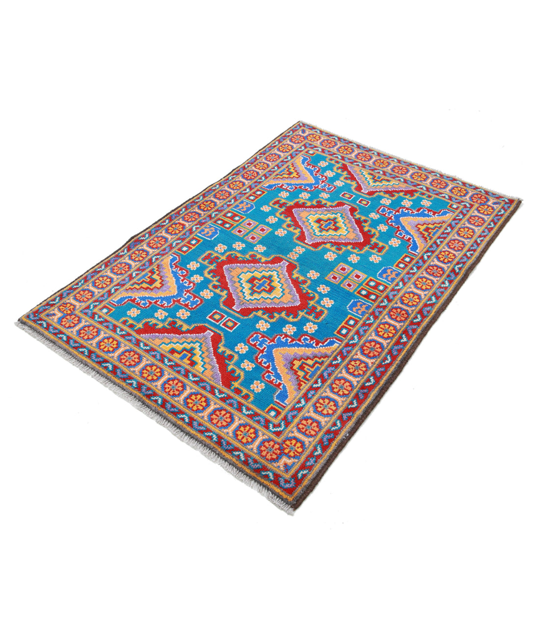 Revival 3'4'' X 5'0'' Hand-Knotted Wool Rug 3'4'' x 5'0'' (100 X 150) / Blue / Orange