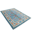 Revival 5'6'' X 7'9'' Hand-Knotted Wool Rug 5'6'' x 7'9'' (165 X 233) / Blue / Gold