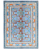 Revival 5'6'' X 7'9'' Hand-Knotted Wool Rug 5'6'' x 7'9'' (165 X 233) / Blue / Gold