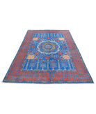 Revival 5'7'' X 8'2'' Hand-Knotted Wool Rug 5'7'' x 8'2'' (168 X 245) / Blue / Red