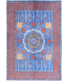 Revival 5'7'' X 8'2'' Hand-Knotted Wool Rug 5'7'' x 8'2'' (168 X 245) / Blue / Red