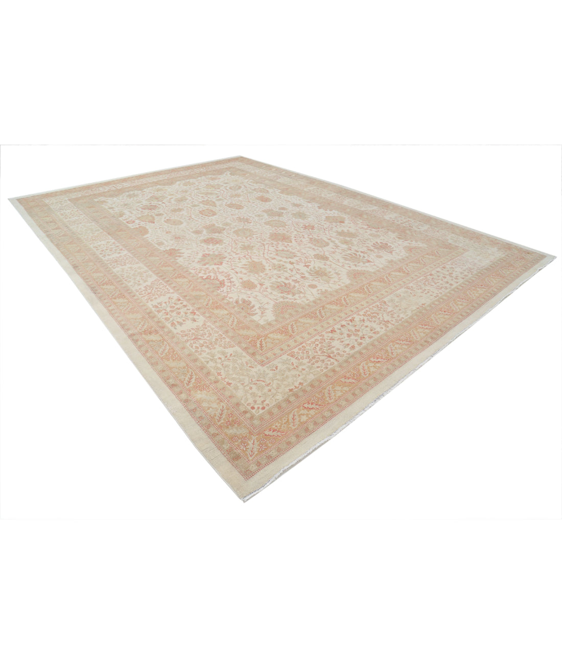 Samsun 10'10'' X 15'2'' Hand-Knotted Wool Rug 10'10'' x 15'2'' (325 X 455) / Ivory / Green