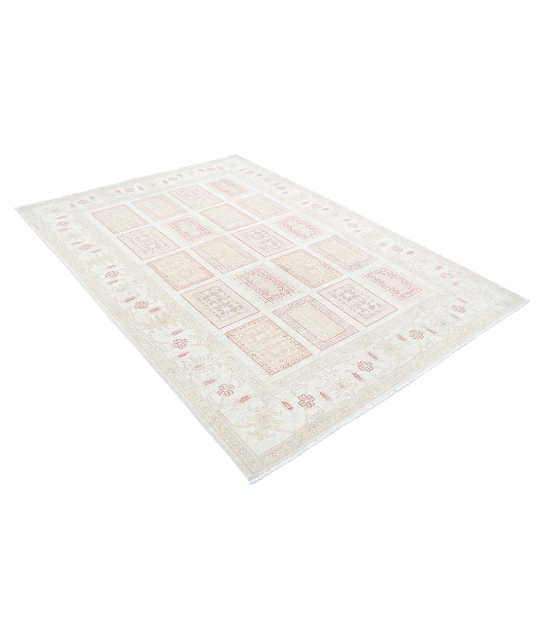 Serenity 5'6'' X 7'11'' Hand-Knotted Wool Rug 5'6'' x 7'11'' (165 X 238) / Ivory / Red