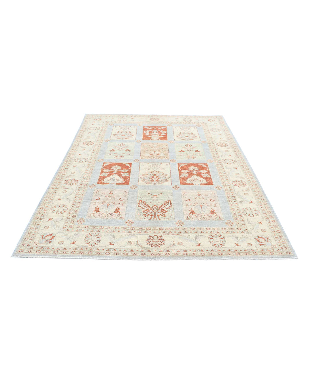 Serenity 5'7'' X 8'6'' Hand-Knotted Wool Rug 5'7'' x 8'6'' (168 X 255) / Blue / Ivory