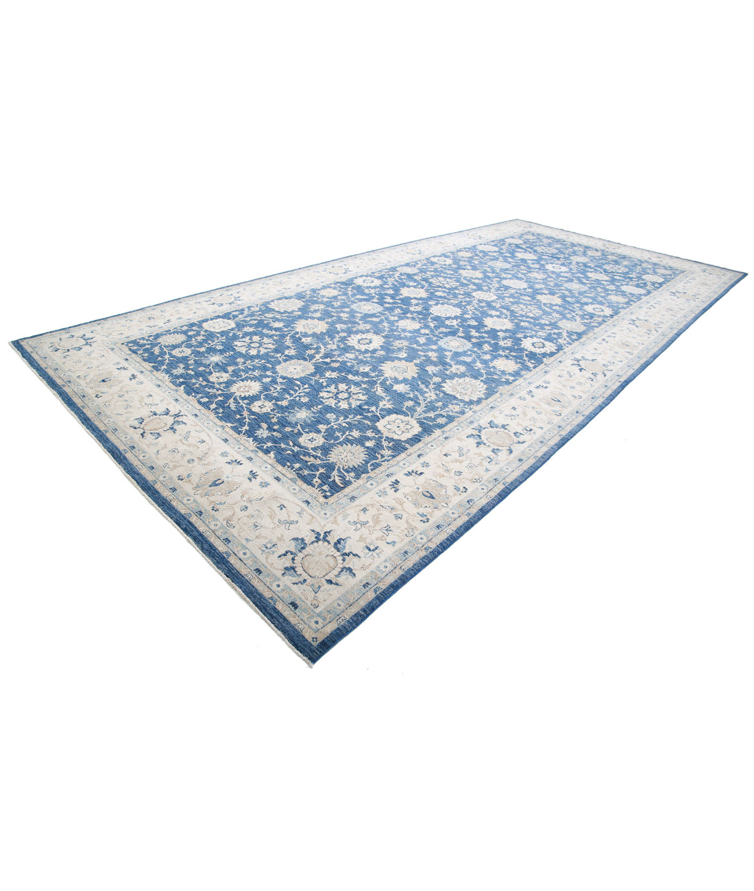 Serenity 9'9'' X 21'1'' Hand-Knotted Wool Rug 9'9'' x 21'1'' (293 X 633) / Blue / Ivory