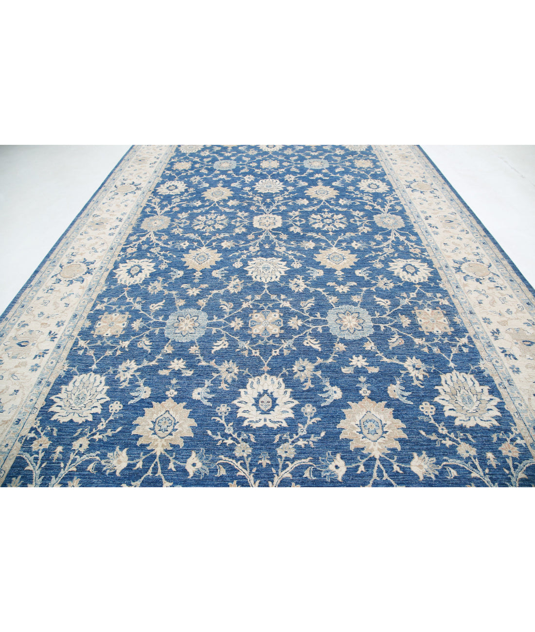 Serenity 9'9'' X 21'1'' Hand-Knotted Wool Rug 9'9'' x 21'1'' (293 X 633) / Blue / Ivory