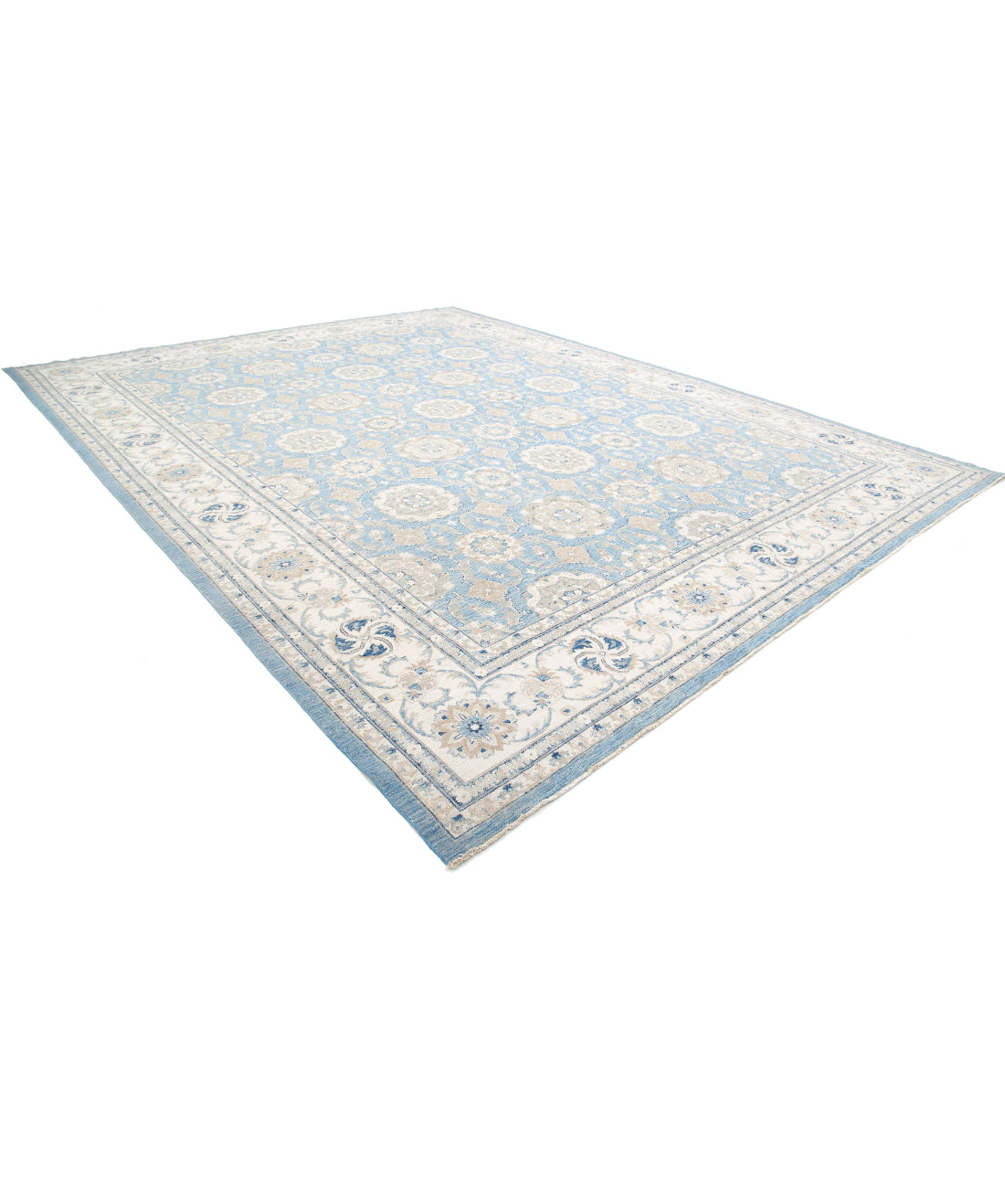 Serenity 13'2'' X 16'10'' Hand-Knotted Wool Rug 13'2'' x 16'10'' (395 X 505) / Blue / Ivory