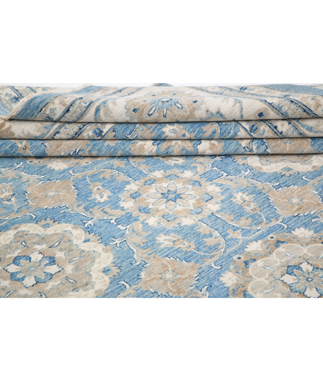 Serenity 13'2'' X 16'10'' Hand-Knotted Wool Rug 13'2'' x 16'10'' (395 X 505) / Blue / Ivory