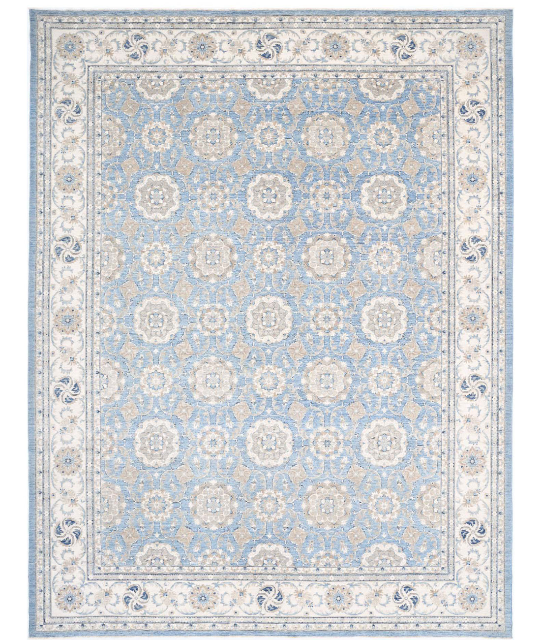 Serenity 13'2'' X 16'10'' Hand-Knotted Wool Rug 13'2'' x 16'10'' (395 X 505) / Blue / Ivory