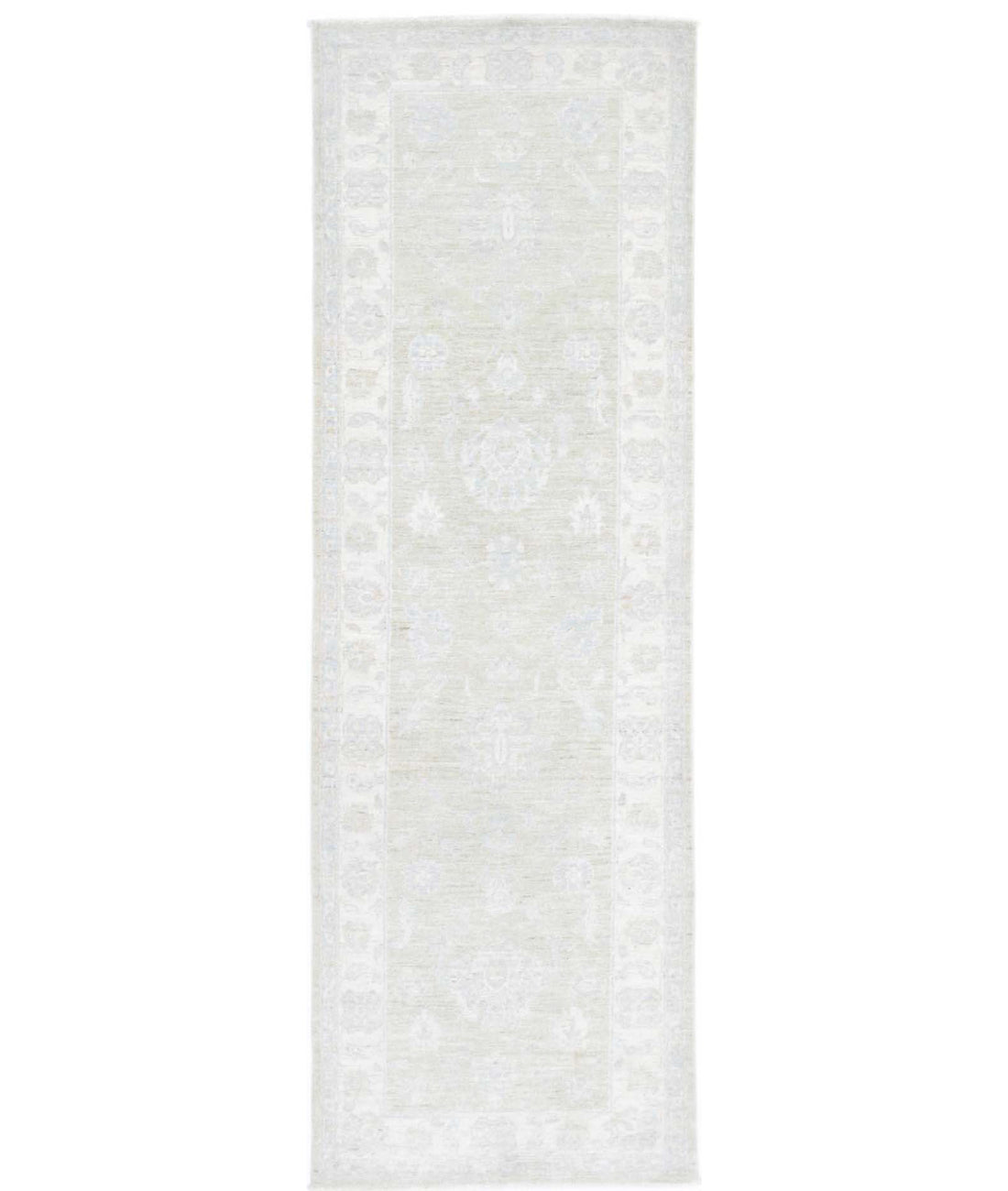 Serenity 2'6'' X 8'4'' Hand-Knotted Wool Rug 2'6'' x 8'4'' (75 X 250) / Green / Ivory