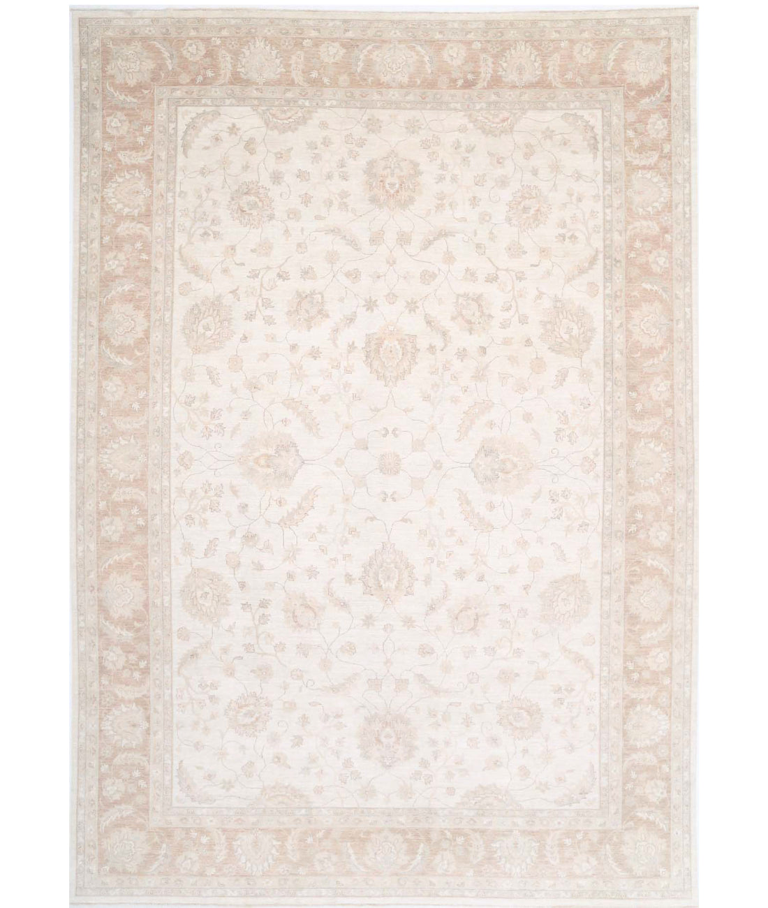 Serenity 12'4'' X 18'1'' Hand-Knotted Wool Rug 12'4'' x 18'1'' (370 X 543) / Ivory / Rust