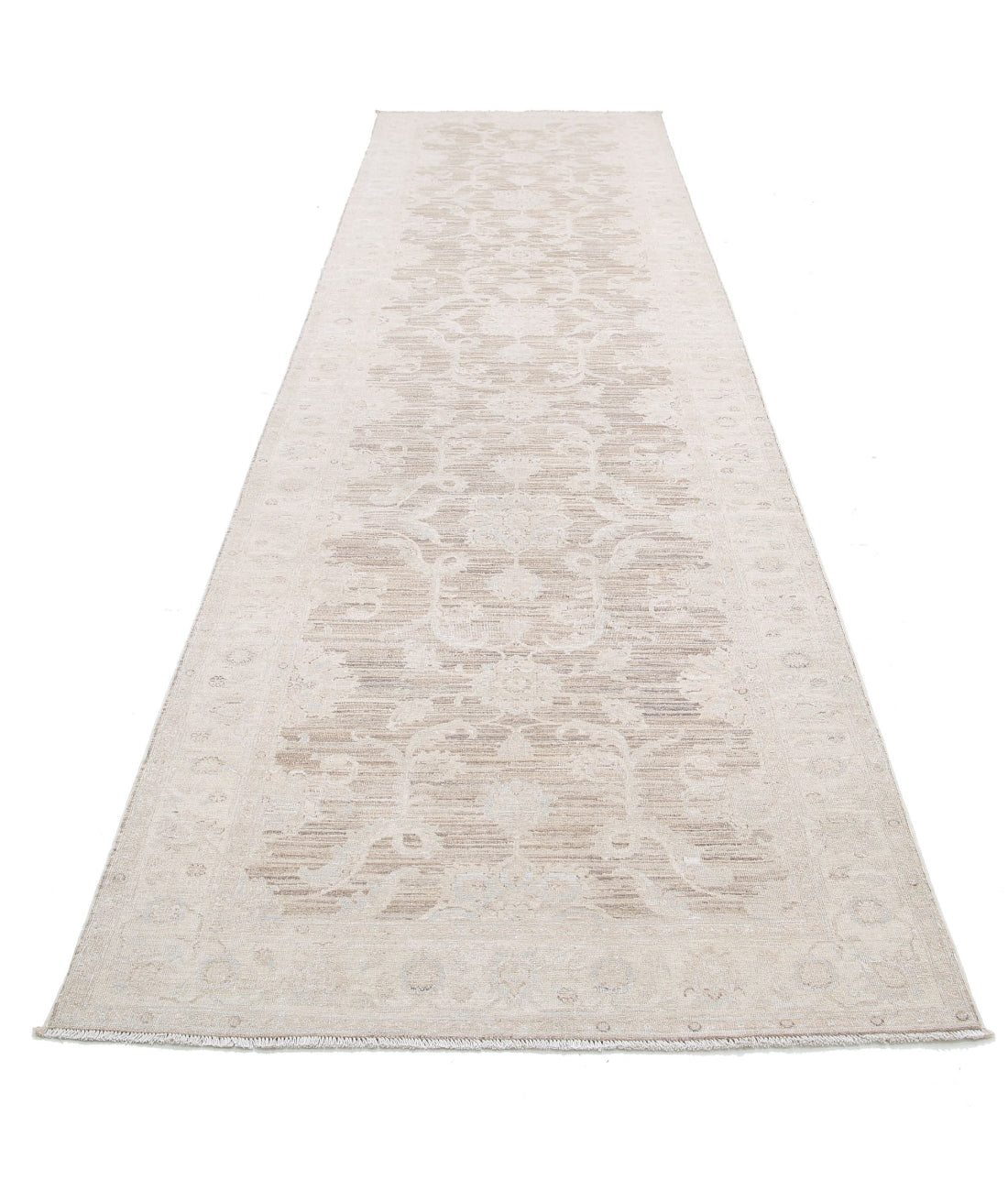 Serenity 4'0'' X 15'1'' Hand-Knotted Wool Rug 4'0'' x 15'1'' (120 X 453) / Brown / Ivory