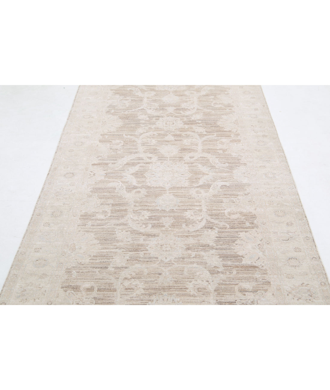 Serenity 4'0'' X 15'1'' Hand-Knotted Wool Rug 4'0'' x 15'1'' (120 X 453) / Brown / Ivory