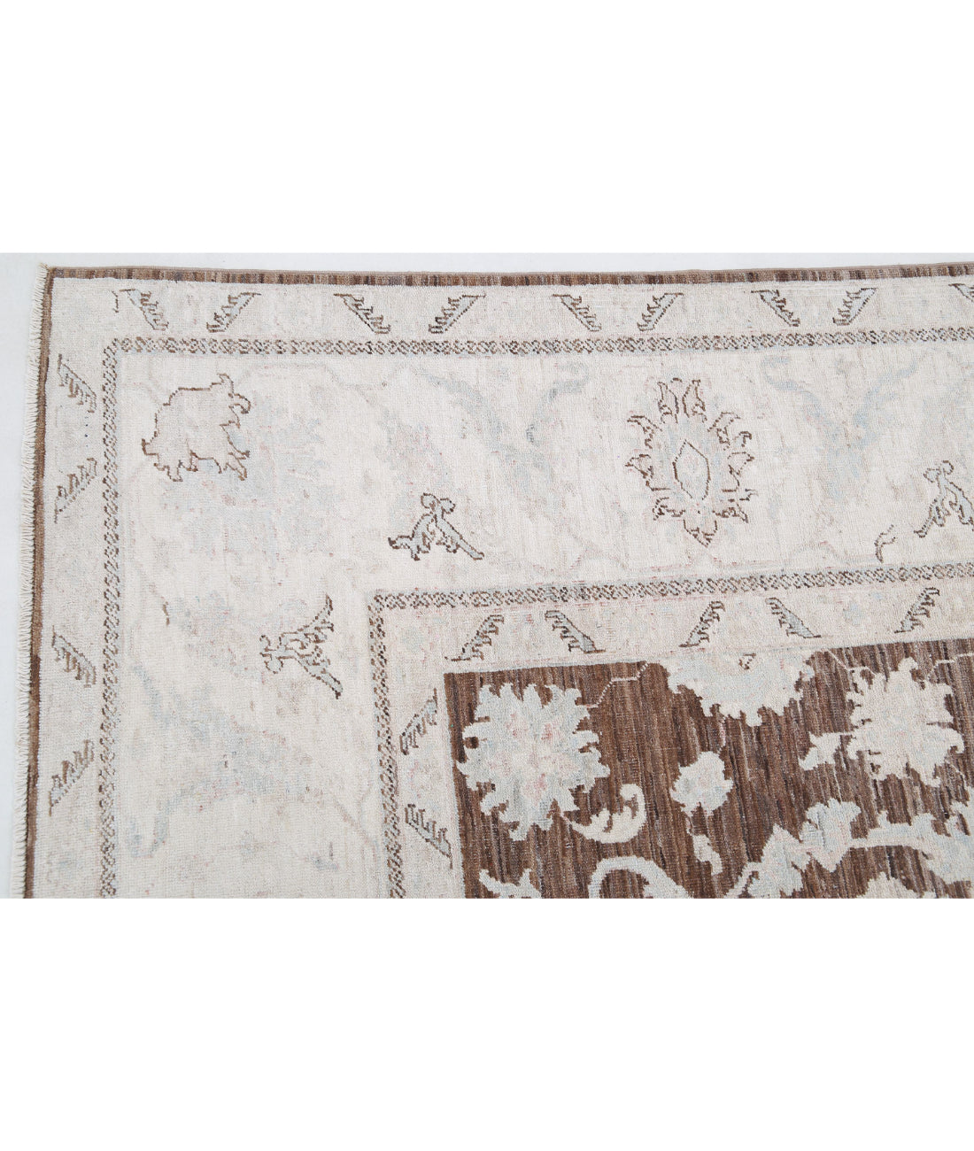 Serenity 8'10'' X 11'7'' Hand-Knotted Wool Rug 8'10'' x 11'7'' (265 X 348) / Brown / Ivory