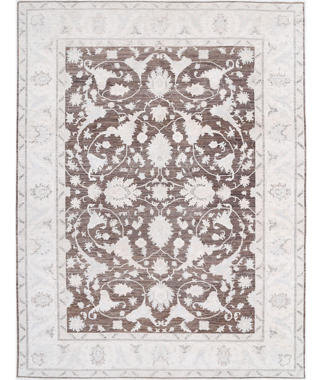 Serenity 8'10'' X 11'7'' Hand-Knotted Wool Rug 8'10'' x 11'7'' (265 X 348) / Brown / Ivory