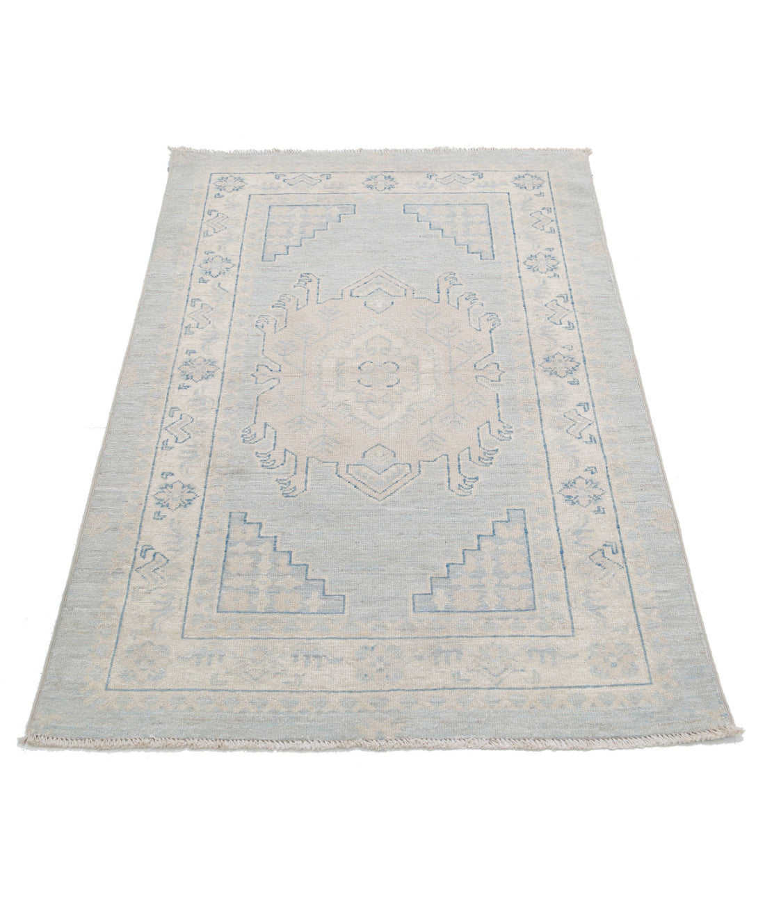 Serenity 3'0'' X 4'8'' Hand-Knotted Wool Rug 3'0'' x 4'8'' (90 X 140) / Blue / Ivory